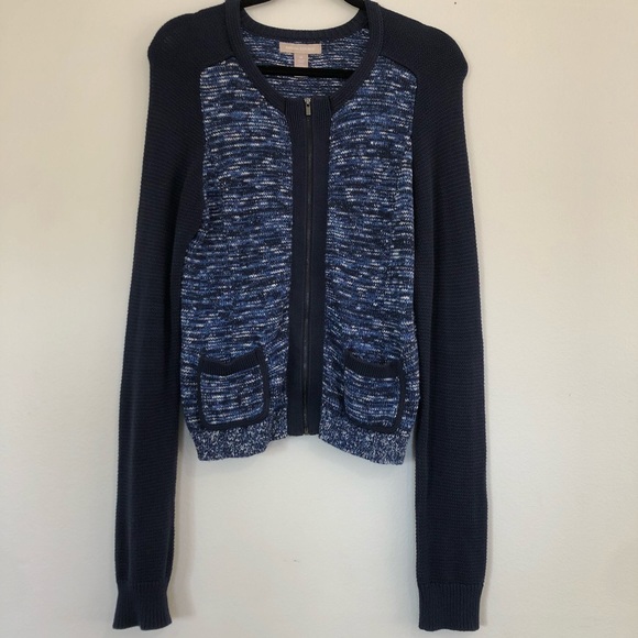 Banana Republic Raglan Zip Up Sweater Blue Medium - Picture 1 of 4
